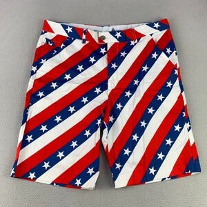 Royal & Awesome Stars and Stripes Golf Shorts Mens 36 Red Blue Patriotic USA